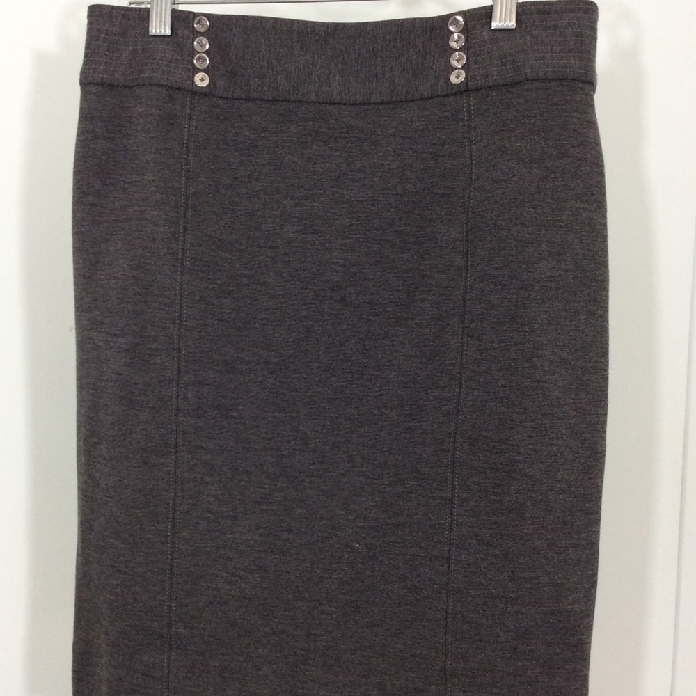Womens Pencil Skirt Size 8 Gray Button Details